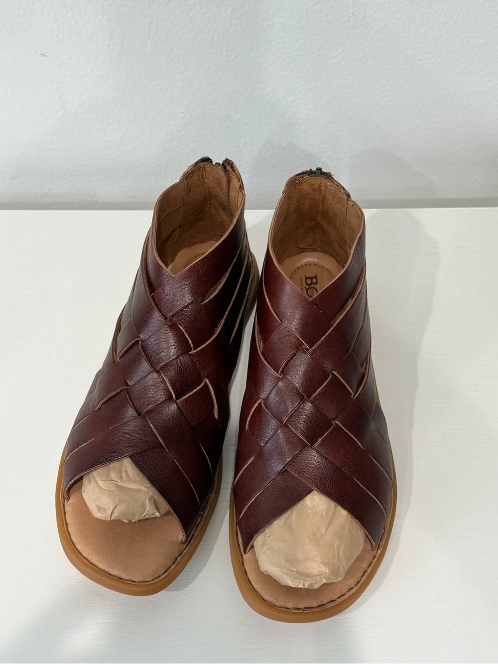 BORN Brown Woven Leather Women's Sandals: worn 1x. Perfect